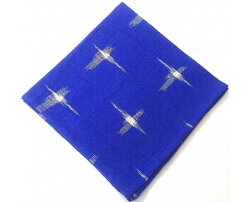 Dark Blue II - 12" IKAT PRINT - 100% Cotton Unisex Men Women Pocket Square Handkerchief Hanky